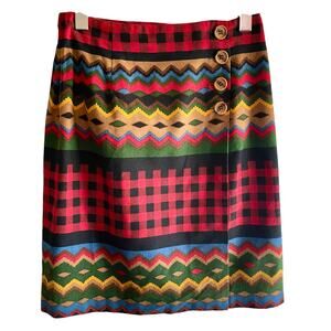 Breeches Vintage USA Made Multiprint Striped Skirt Sz 6 Wrap Style Dark Academia